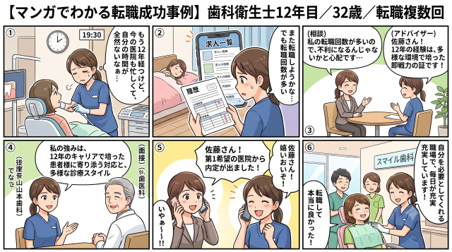 【マンガでわかる転職成功事例】歯科衛生士12年目／32歳／転職複数回