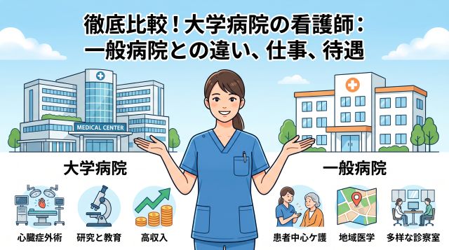 大学病院の看護師とは？一般病院との違いや仕事内容・年収データ・向いている人を徹底解説