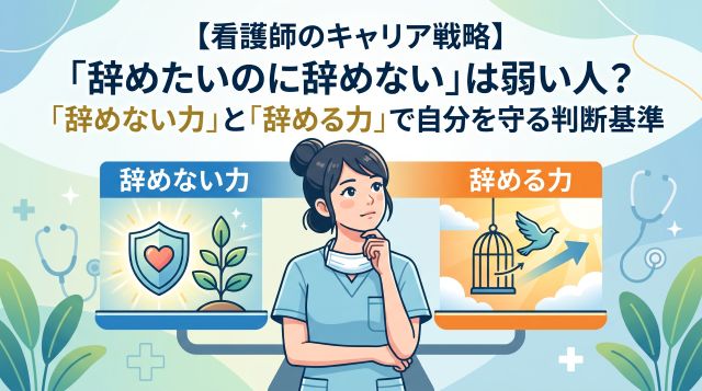 【看護師のキャリア戦略】「辞めたいのに辞めない」は弱い人？「辞めない力」と「辞める力」で自分を守る判断基準