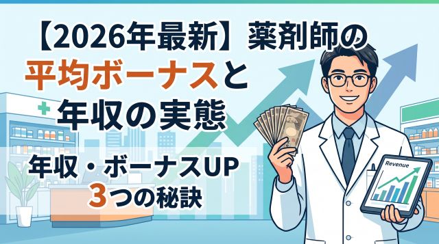 【2026年最新版】薬剤師の平均ボーナス・年収はいくら？職場・年齢別のデータ比較と収入アップ3つの秘訣