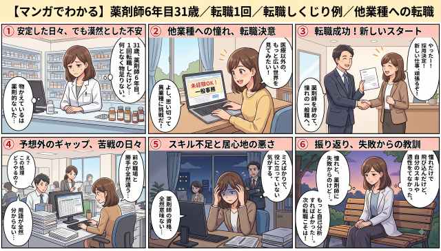 【マンガでわかる】31歳薬剤師の異業種転職は難しい？しくじり例から学ぶ失敗しないキャリアチェンジの極意