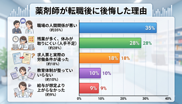 薬剤師が転職後に後悔した理由ランキングトップ5
