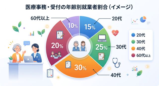 医療事務・受付の年齢別就業者割合