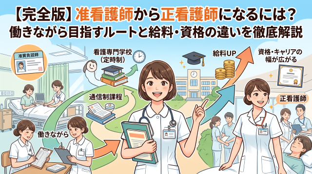 准看護師から正看護師になるには？働きながら目指すルートと給料・資格の違いを徹底解説