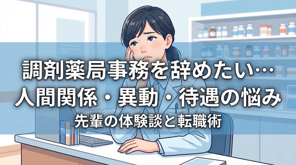 調剤薬局事務を辞めたい…人間関係・不本意な異動・給料の悩みを解消！先輩のリアル体験談と失敗しない転職術