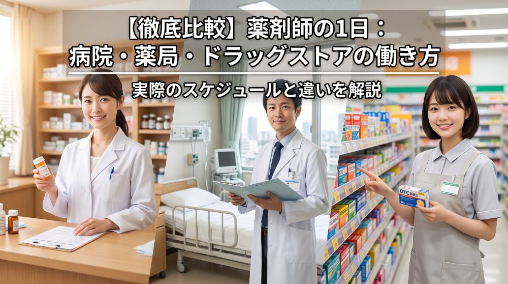 【薬剤師の1日】病院・薬局・ドラッグストアのスケジュールと働き方を徹底比較