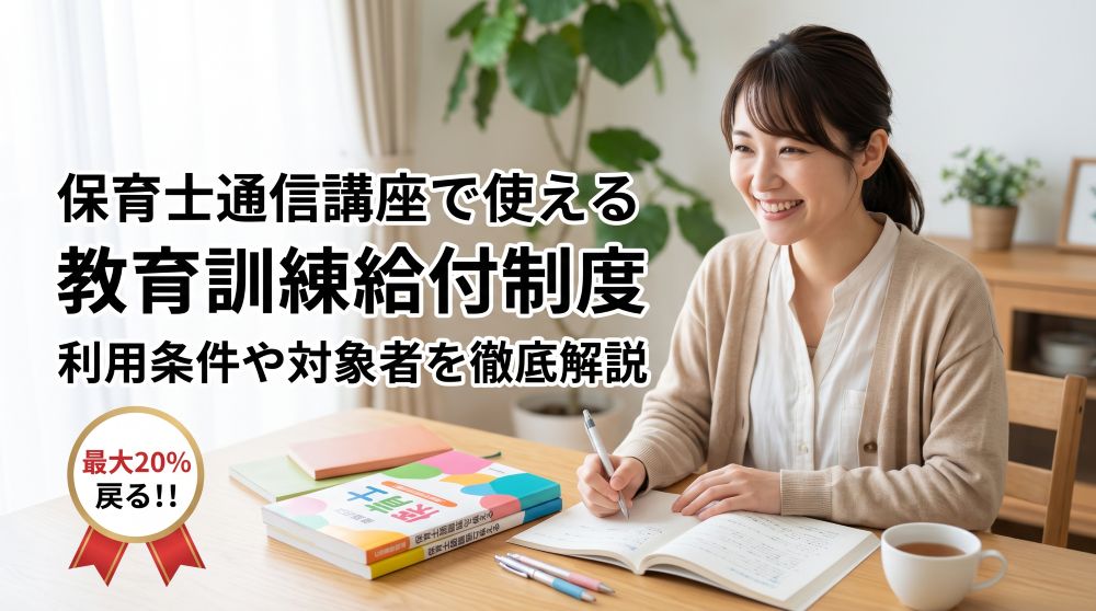 【最大20%戻る】保育士通信講座の教育訓練給付制度とは？利用条件や対象者を徹底解説