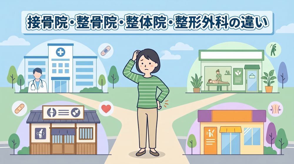 【2026年最新】接骨院・整骨院・整体院・整形外科の違いを徹底比較！症状別の正しい選び方と保険適用ルール
