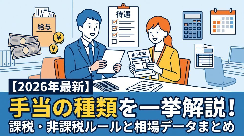 【2026年最新】手当の種類を一覧で一挙解説！課税・非課税ルールと相場データまとめ