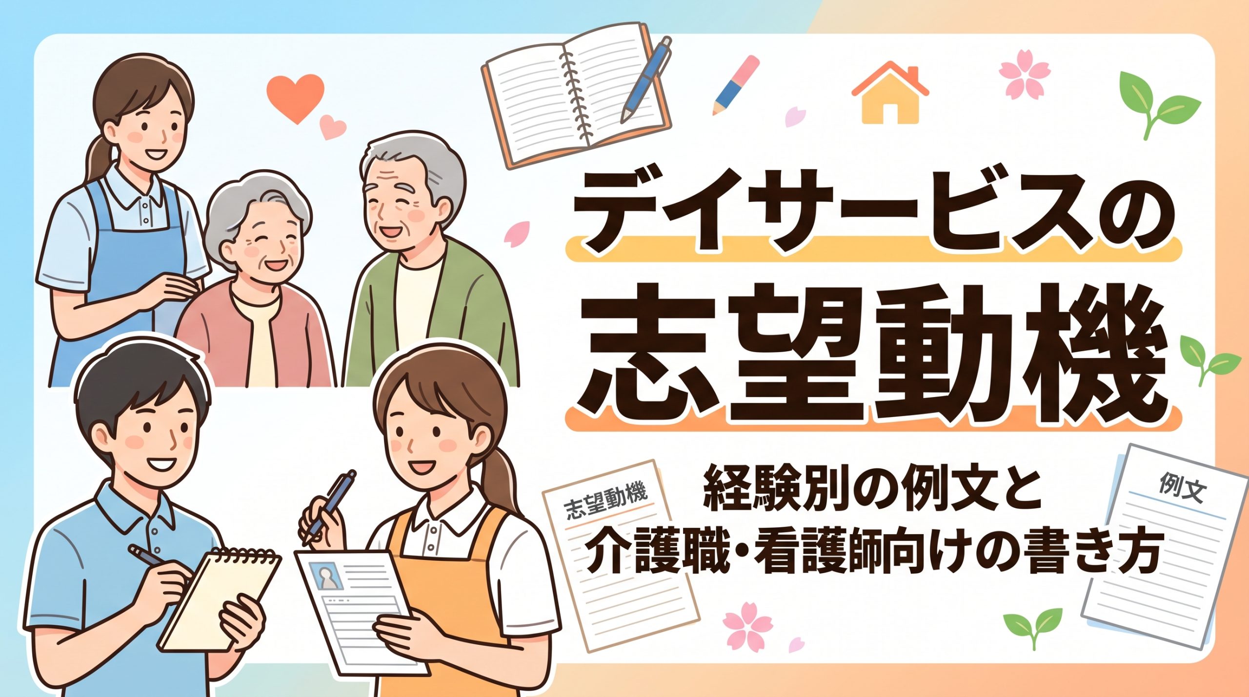 【採用直結】デイサービスの志望動機ガイド！受かる例文と経験・職種別の書き方